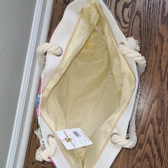 Large canvas tropical print tote bag NWT - Picture 2 of 8